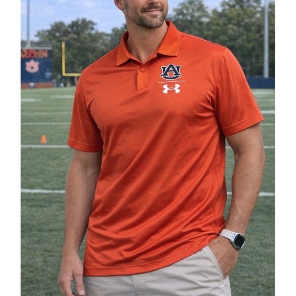 Under Armour Other - Auburn University Under Armour L Polo Shirt Tigers Loose Fit Orange Heat Gear